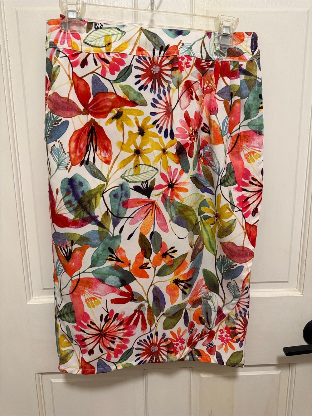 Rip skirt Hawaii Floral Watercolor Velcro Wrap Pencil Skirt in Multi-Color -S